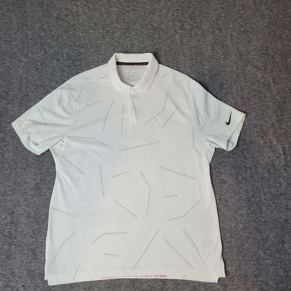 Nike Dri-fit Tiger Woods Men's Size M Polo Shirt Photon Dust Black CU9784 025